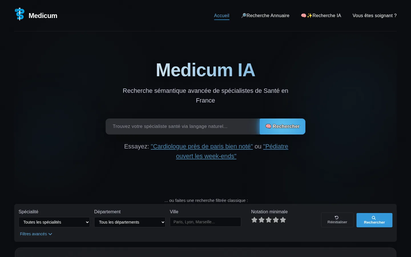 Page d'accueil de medicum.fr